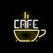 Light neon cafe label vector illustration.