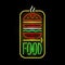 Light neon food label vector illustration.