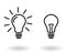 Light off and light on lightbulb glowing and turned off electric light bulb simple black outline vector icon set, eps10