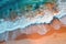 light orange and turquoise romantic seascapes aerial beach photo. Generative AI