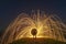 Light Painting with fire circle and two lovers