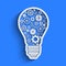 Light paper bulb with gears illustration