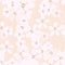 Light pink big and small flowers with gold core on coral background.