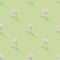 Light pink dandelion on seamless botanic pattern. Light green background