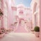 Light pink outdoor building with barbie movie concept
