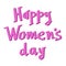 Light pink vector happy womans day lettering on white background with simple shadow. Handwritten modern brush lettering