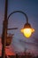 Light post and colorful sky at sunset