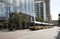 Light rail train on downtown Dallas