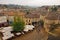 Light rain in Autumn at the main market square of the beautiful Saint Emilion town