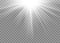 Light ray flare isolated on transparent background. Shine bright sun burst effect. Glow explosion flash. Gradient white