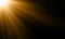 Light ray sun beam vector background. Abstract gold light sparkle flash spotlight backdrop with golden sunlight shine on black