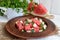 Light refreshing dietary gourmet salad with fresh watermelon