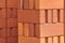 Light and shade of red clay bricks stack