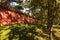 Light and shadow of the wall and grass in the Forbidden City of China in autumn.