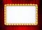 Light sign with gold frame on red theatre or cinema curtain