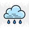 Light or small rain or drizzle icon for weather forecast application or widget. Cloud with raindrops. Color version on