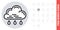 Light or small rain or drizzle icon for weather forecast application or widget. Cloud with raindrops. Simple black and