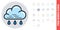 Light or small rain or drizzle icon for weather forecast application or widget. Cloud with raindrops. Simple color