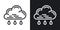 Light or small rain or drizzle icon for weather forecast application or widget. Cloud with raindrops. Two-tone version