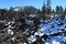 Light Snow Covering Lava Rock Field and Landscape