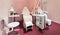 Light studio, beauty salon interior, pedicure places with tools