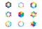 Light, sun, logo, circle abstract lights rainbow colored set symbol icon design vector