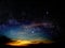 light of sunset cloud in night sky stars on universe