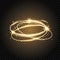 Light swirl. Glow shiny spiral. Gold circle line. Glowing magic fire ring. Sparkle swirl trail. Bright circle frame with