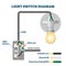 Light switch diagram vector illustration. Labeled America standards scheme.