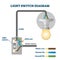 Light switch diagram vector illustration. Labeled europe standards scheme.