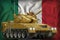 Light tank apc with desert camouflage on the Mexico national flag background. 3d Illustration