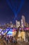 Light tipi display at Nuit Blanche above the Toronto 3-D sign at Nathan Philips Square.