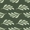 Light tones botanic abstract leaf branches elements. Green olive background. Hand drawn floral backdrop