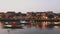 Light trails of boats with lanterns in ancient city Hoi An in Vietnam