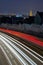 Light trails of cars arriving in Paris at night