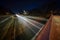 Light trails from cars on KehÃ¤ 1 at Helsinki captured at night with very wide angle lens and long exposure