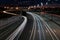 light trails of fast traffic on a highway