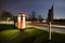 Light trails on a rural road, with phone box