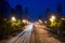 Light trails on the street at Beijing Central Business district