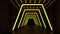 Light in the tunnel. Yellow Neon In Room. Neon 3D Render Dark background