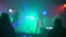 Light two singers spotlight concert retro music concert pop band blurred background. slow motion video. two girls singer