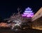 Light up of cherry blossoms tree in Tsuruga Castle Aizu castle