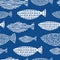 Light watercolor fishes. Seamlessly tiling fish pattern.