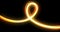 Light wave curve spiral trail path, yellow bright neon glowing flash flare trace effect. Optic fiber line glow and magic light