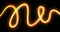 Light wave trail effect with neon glow spiral trace path, yellow and orange golden bright glowing flash flare. Optic fiber line