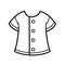 Light women`s blouse with short sleeves outline for coloring on a white