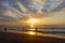 Light yellow sun nature paradise tropical island beach and cloudscape over the sea