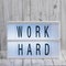 Lightbox with Powerful, Inspirational and Motivational Two Word Quote, Work Hard