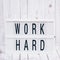 Lightbox with Powerful, Inspirational and Motivational Two Word Quote, Work Hard