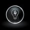 Lightbulb electricity energy icon inside round silver and black emblem